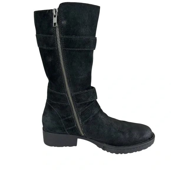 Born Black Suede Leather Buckle Heeled Boots - Women’s Size 6.5 - Picture 4 of 16